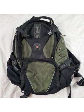 SwissGear 1900 TSA Laptop Backpack Black Green Travel Hiking School Casual Camp